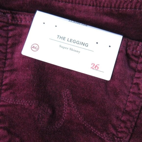 NWT Adriano Goldschmied Maternity Legging in Wine Stretch Velvet Skinny Pants 26 - Picture 5 of 6